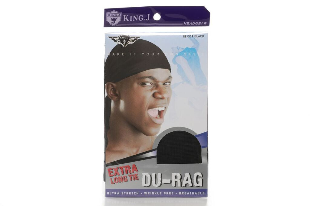 KING.J EXTRA LONG TIE DU-RAG BLACK