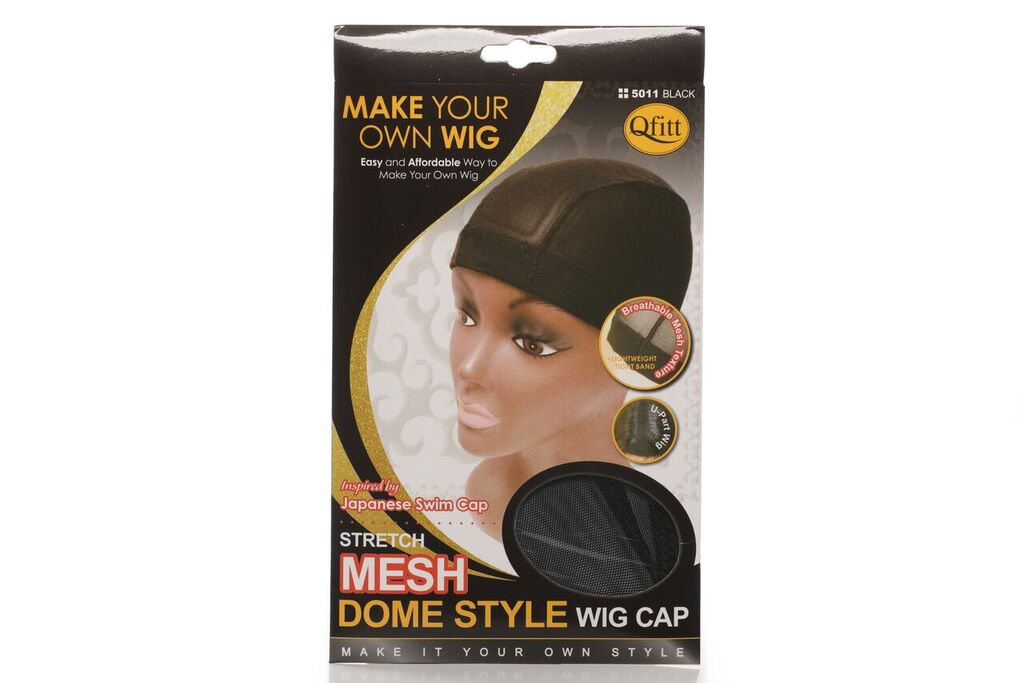 Qfitt MAKE YOUR OWN WIG STRETCH MESH DOME STYLE WIG CAP BLACK